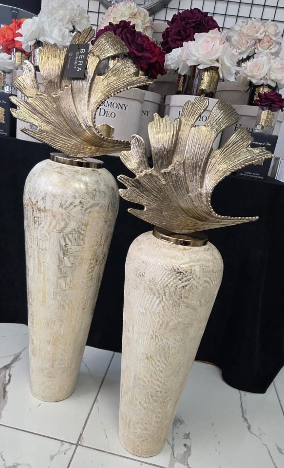 2'li Metal Küp Krem Gold