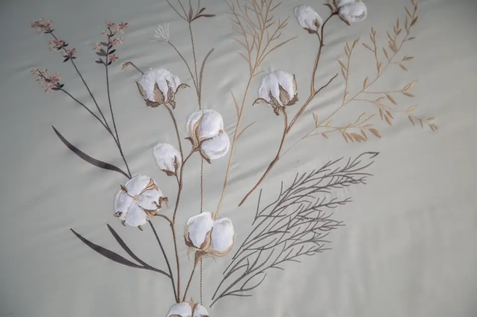 DANTELA Moneda Çift Kişilik Nakışlı Nevresim Takımı - Mint