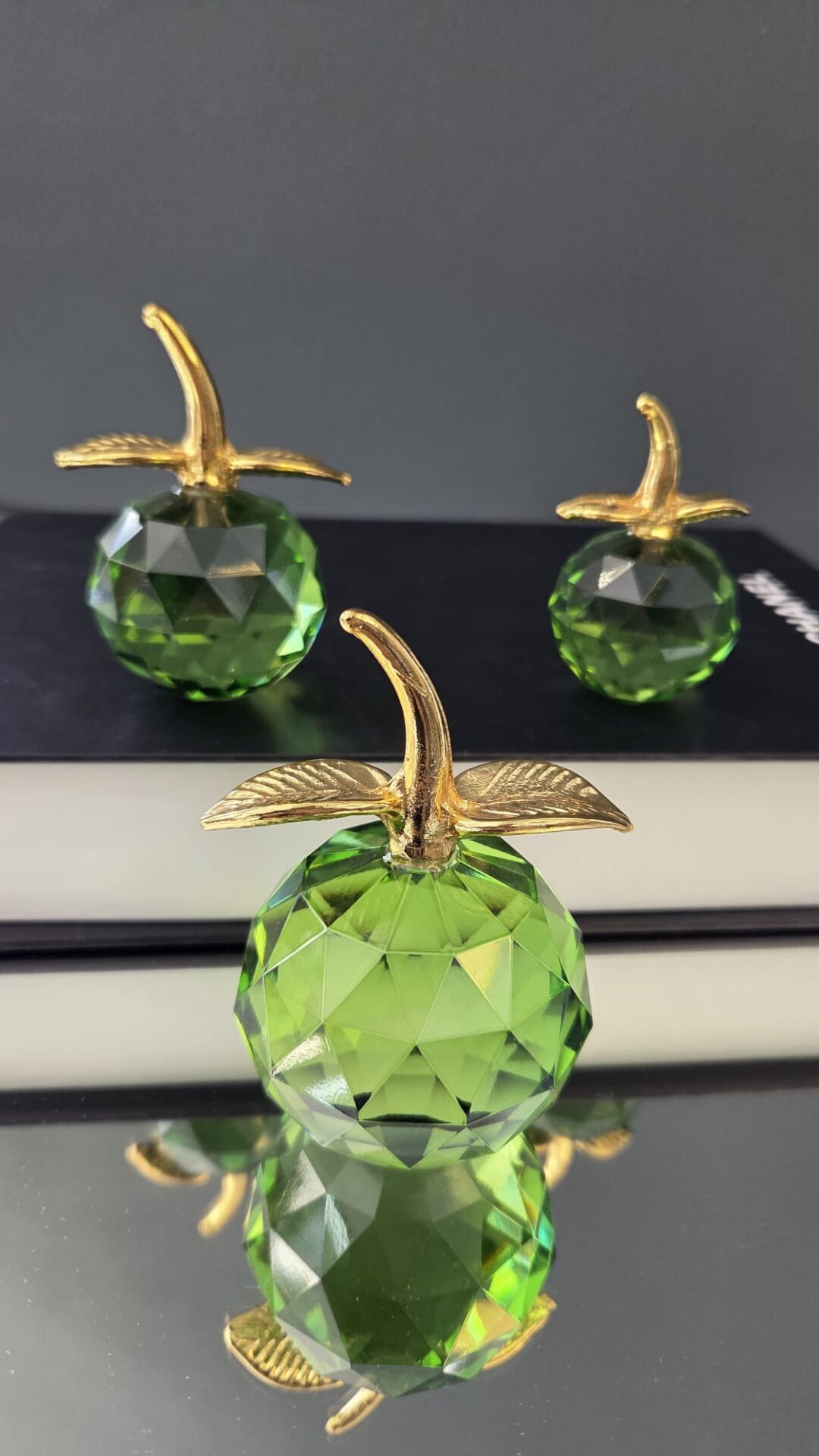 Bera Concept 3'lü Kristal Elma Obje Yeşil