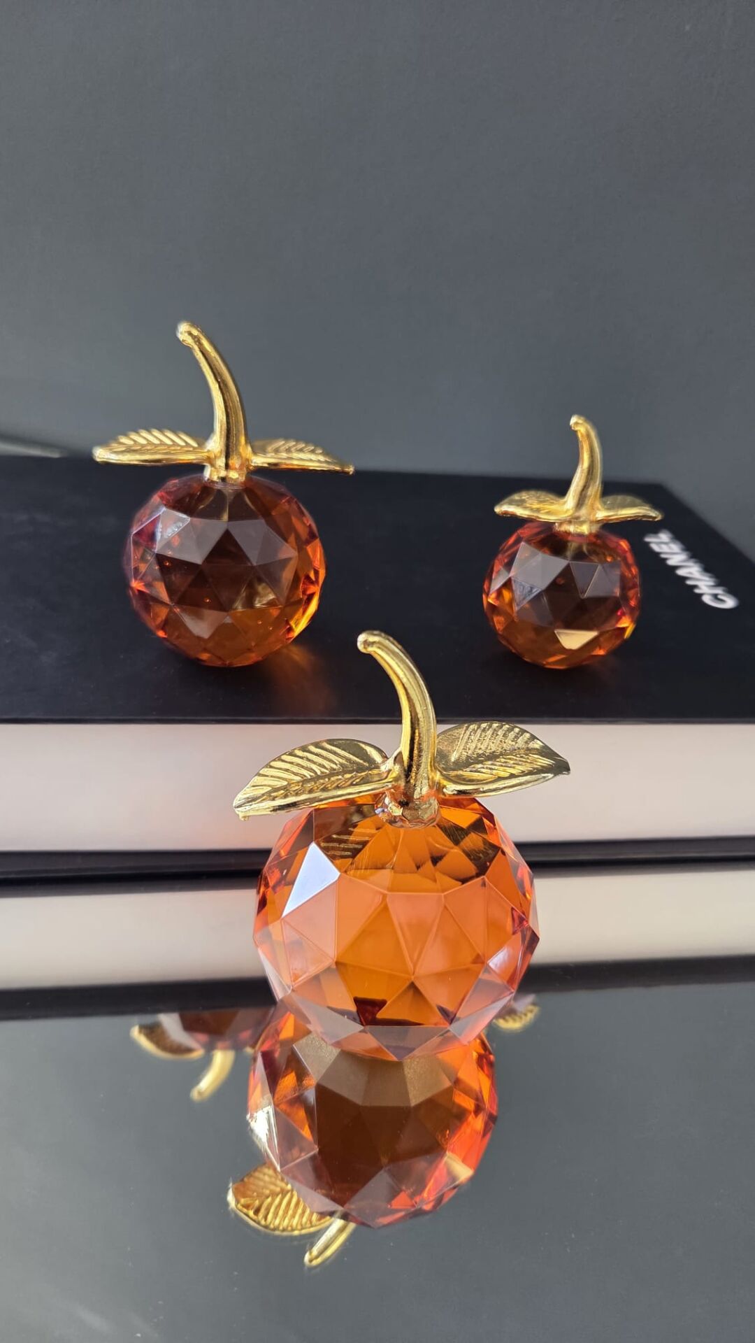 Bera Concept 3'lü Kristal Elma Obje Turuncu