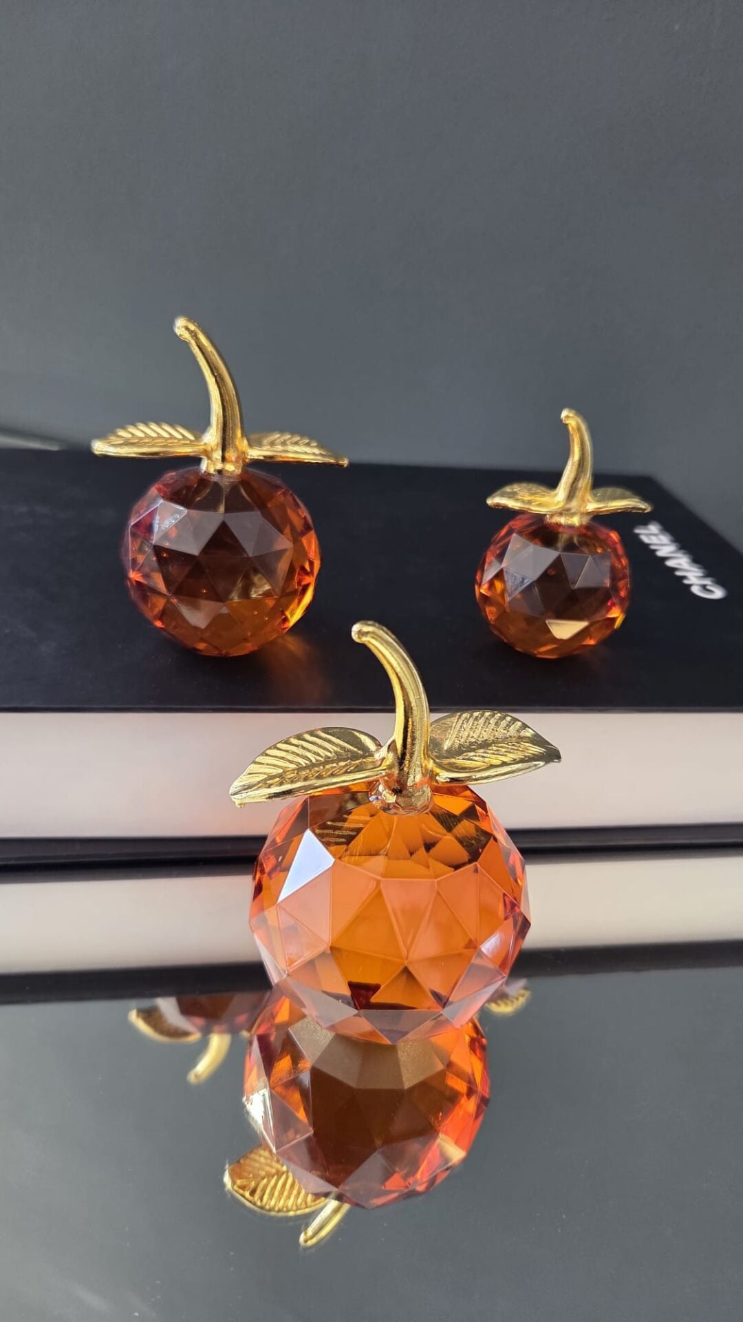 Bera Concept 3'lü Kristal Elma Obje Turuncu