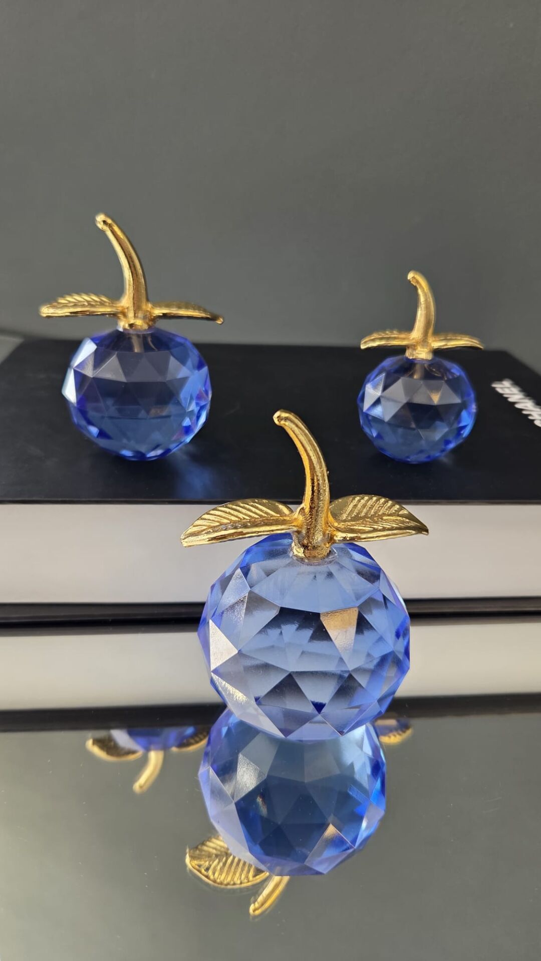 Bera Concept 3'lü Kristal Elma Obje Mavi