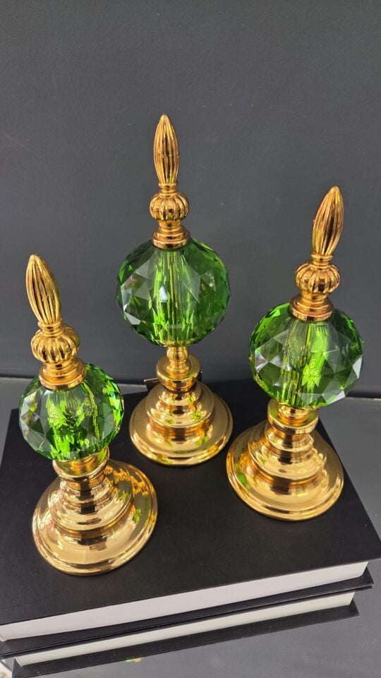 Bera 3'lü Kristal Dekoratif Alem YEŞİL GOLD