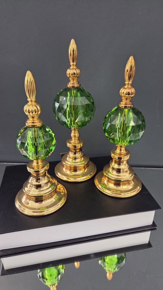 Bera 3'lü Kristal Dekoratif Alem YEŞİL GOLD