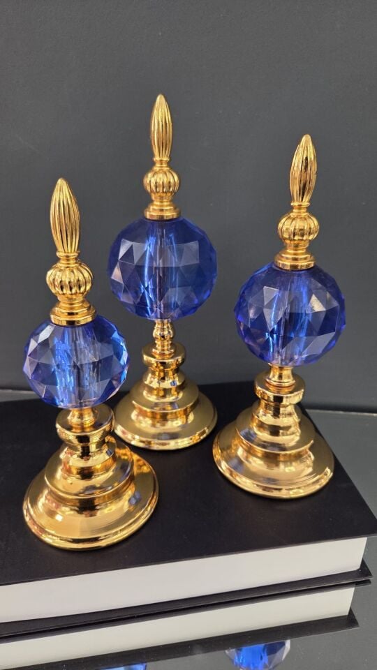 Bera 3'lü Kristal Dekoratif Alem MAVİ GOLD