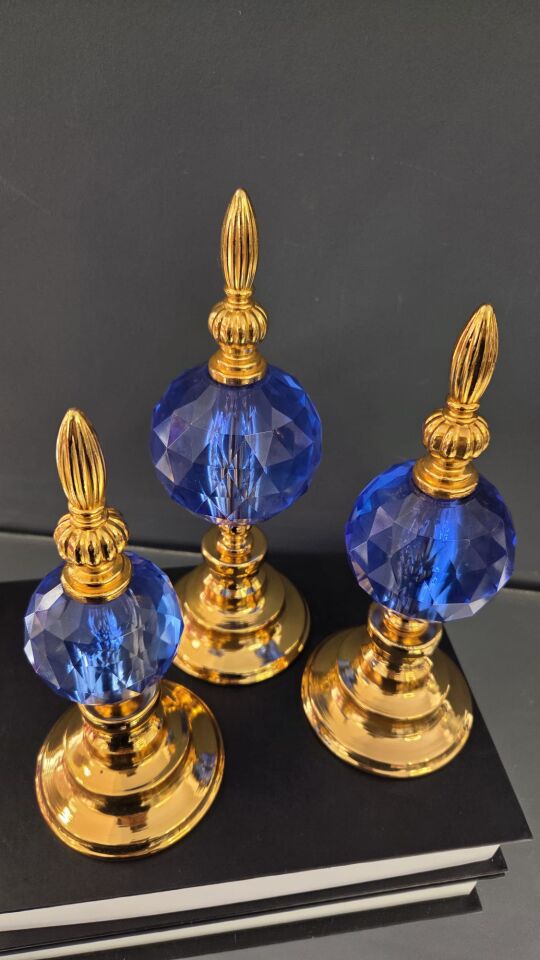 Bera 3'lü Kristal Dekoratif Alem MAVİ GOLD