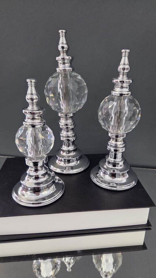 Bera 3'lü Kristal Dekoratif Alem ŞEFFAF GÜMÜŞ