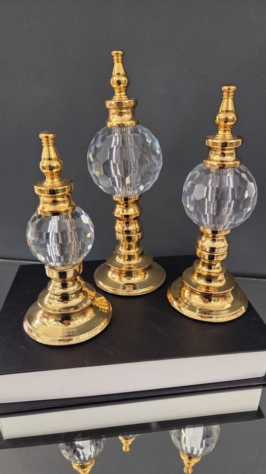 Bera 3'lü Kristal Dekoratif Alem ŞEFFAF GOLD