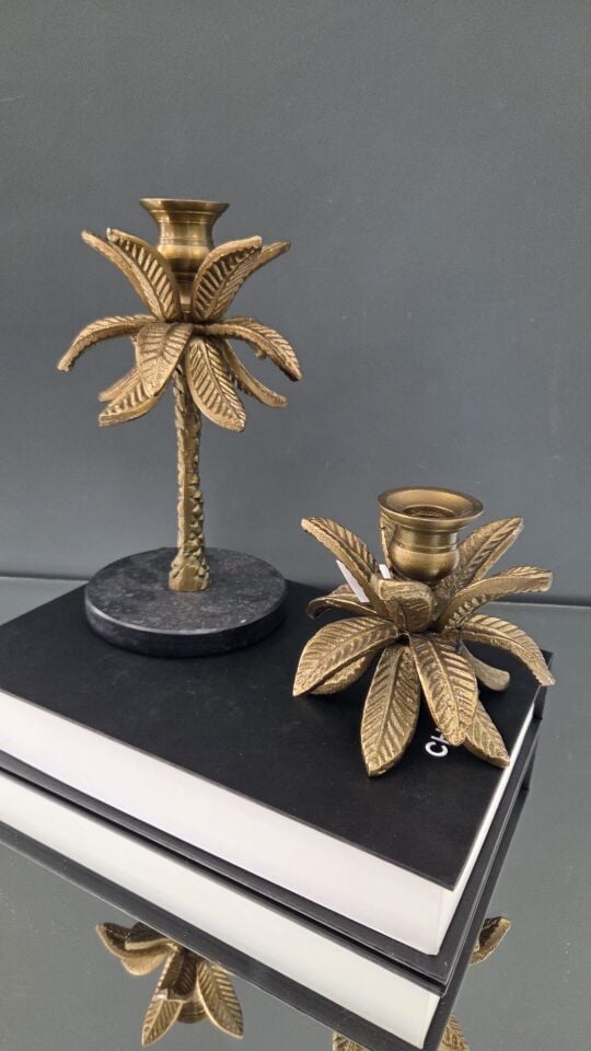 Bera 2'li Döküm Palmiye Şamdan Set ESKİTME