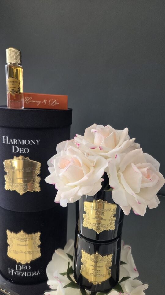 Harmony & Deo Islak Gül Oda Kokusu Allıklı 5 Güllü Kutulu Parfümlü Siyah Vazo