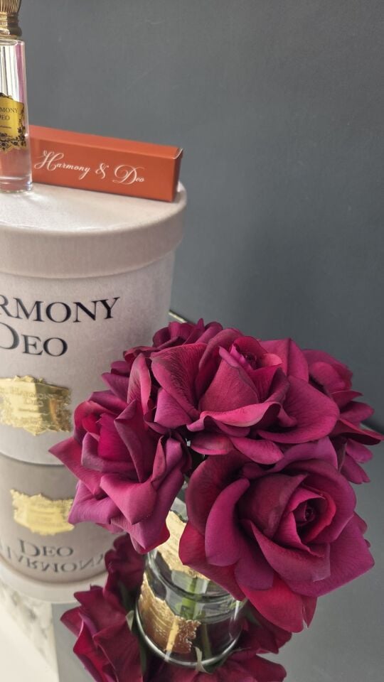 Harmony & Deo Islak Gül Oda Kokusu Bordo 5 Güllü Kutulu Parfümlü