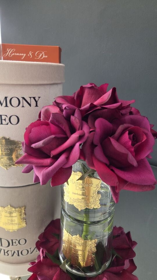 Harmony & Deo Islak Gül Oda Kokusu Bordo 5 Güllü Kutulu Parfümlü