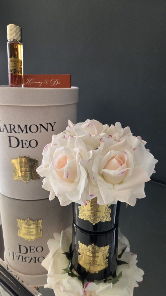 Harmony & Deo Islak Gül Oda Kokusu Allıklı 7 Güllü Kutulu Parfümlü Siyah Vazo