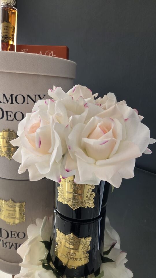 Harmony & Deo Islak Gül Oda Kokusu Allıklı 7 Güllü Kutulu Parfümlü Siyah Vazo