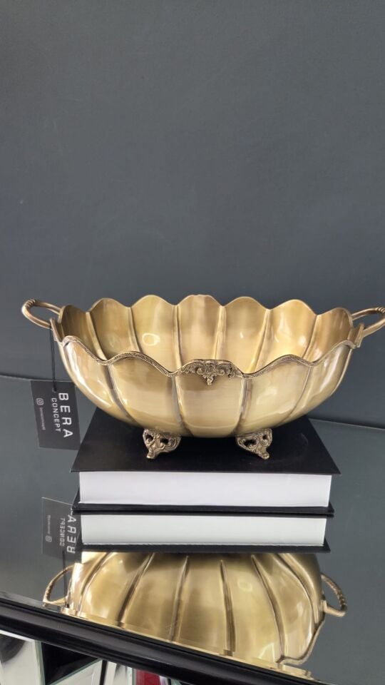 Bera Oval Kulplu Pirinç Saksı