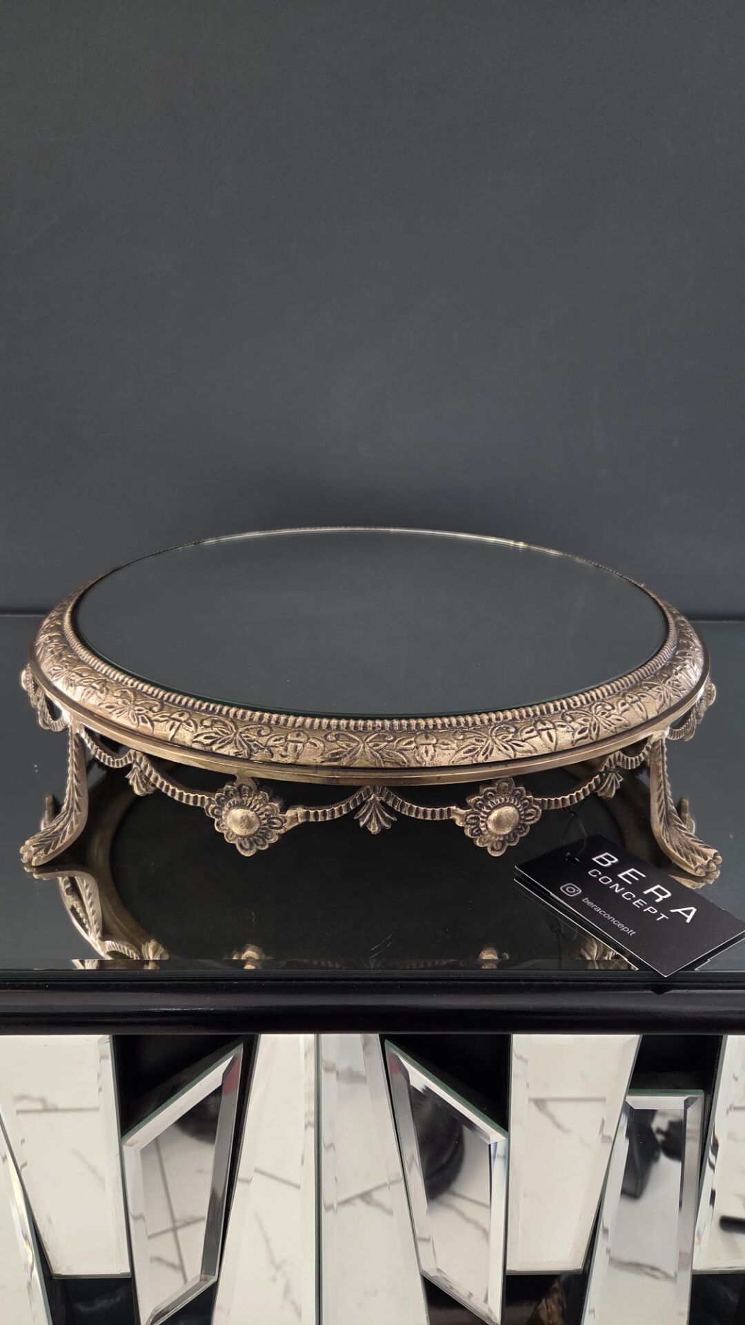 Bera Aynalı Pirinç Jardinyer