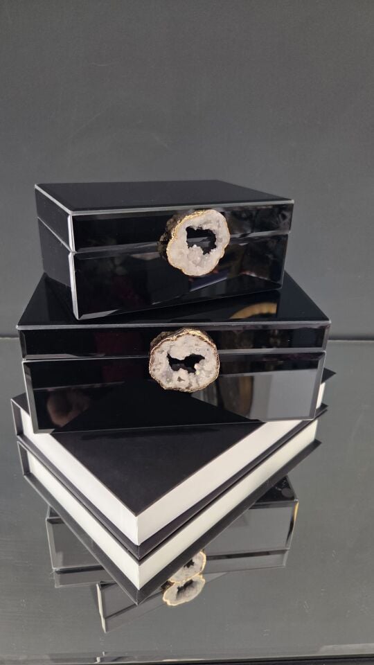 Bera 2'li Doğal Taşlı Dekoratif Kutu SİYAH