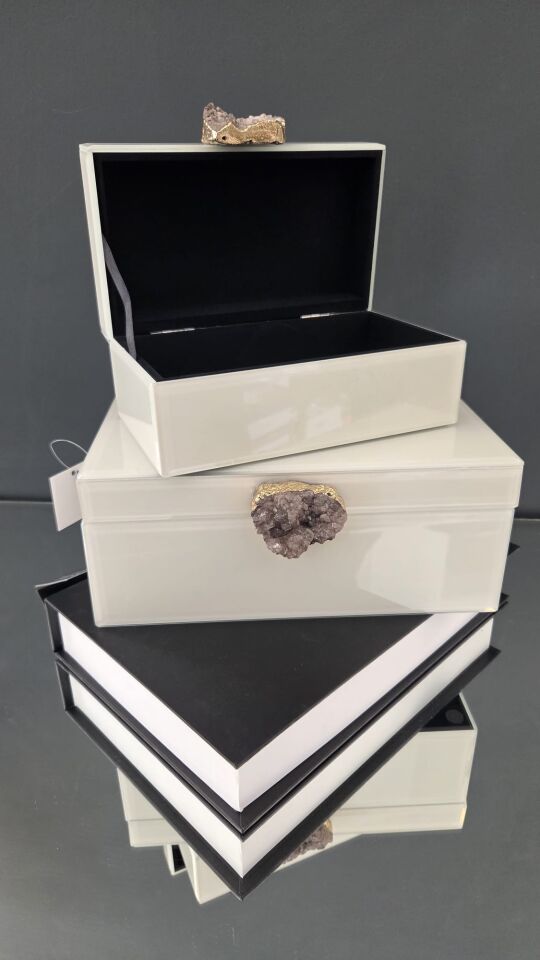 Bera 2'li Doğal Taşlı Dekoratif Kutu KREM