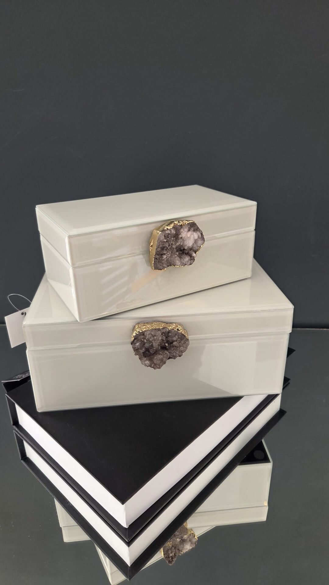 Bera 2'li Doğal Taşlı Dekoratif Kutu KREM