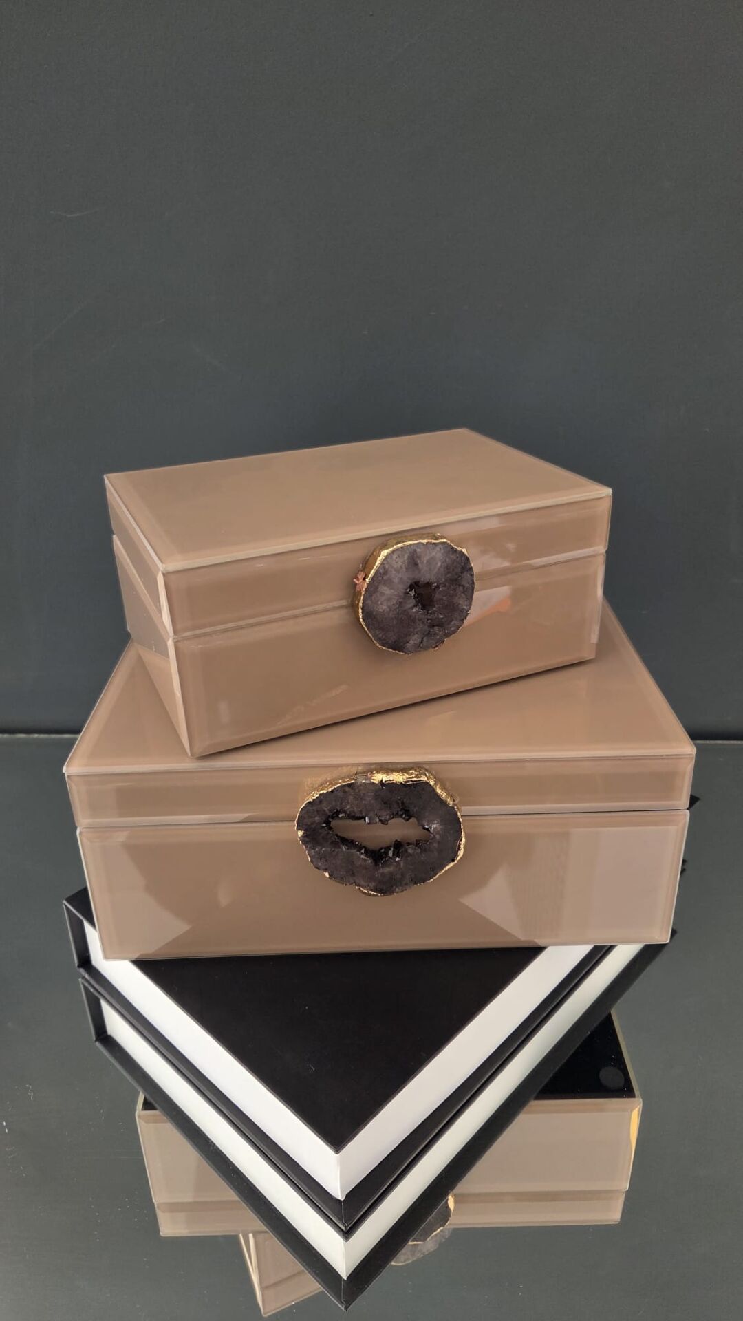 Bera 2'li Doğal Taşlı Dekoratif Kutu KAHVE