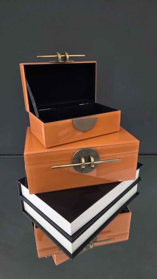 Bera 2'li Metal Çubuklu Dekoratif Kutu TURUNCU