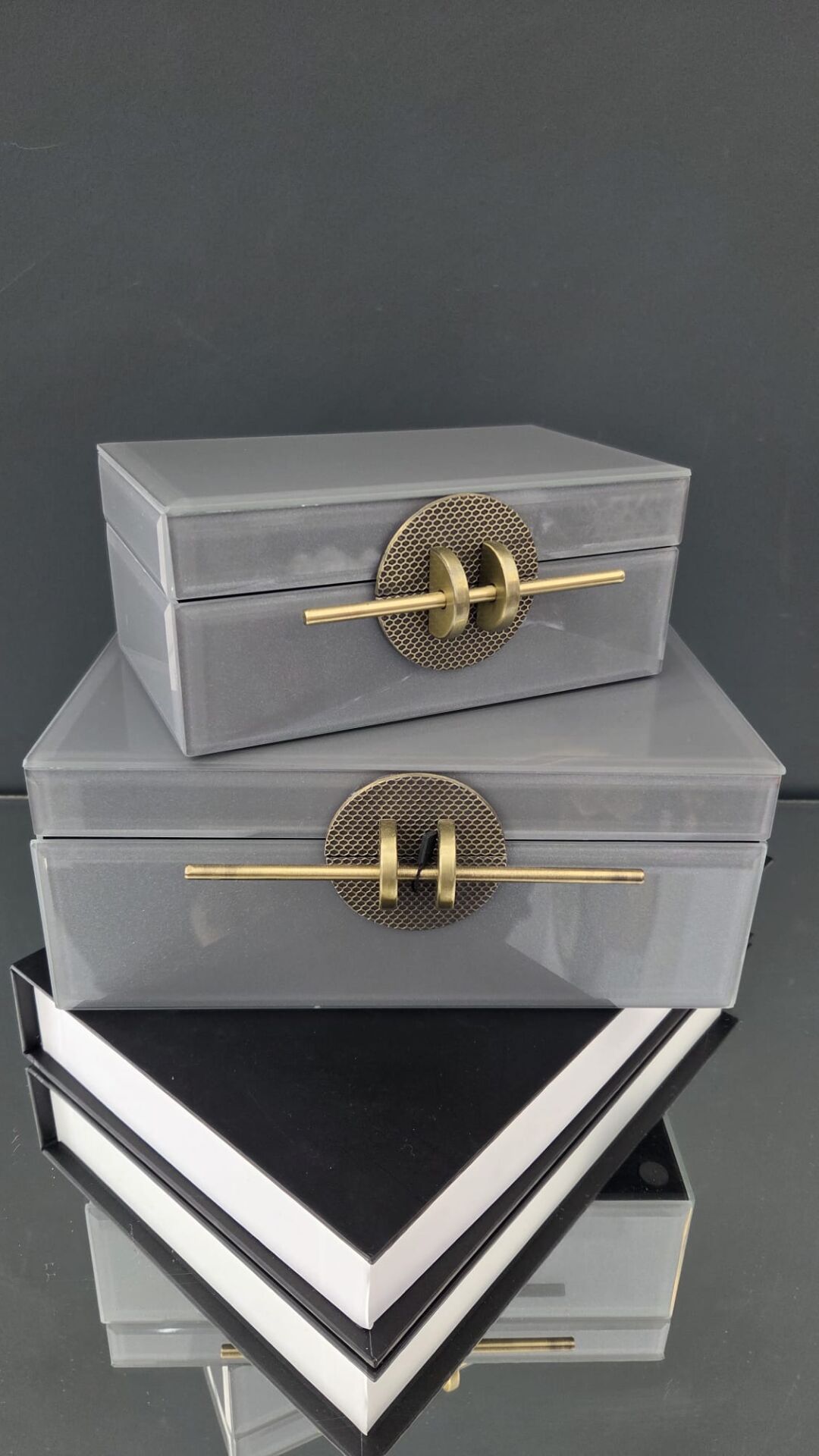 Bera 2'li Metal Çubuklu Dekoratif Kutu GRİ