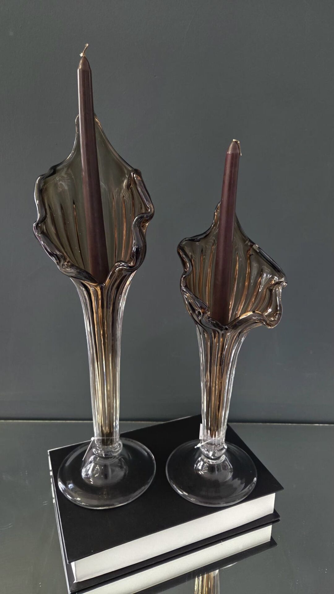 Bera 2'li Cam Zambak Şamdan Kahve