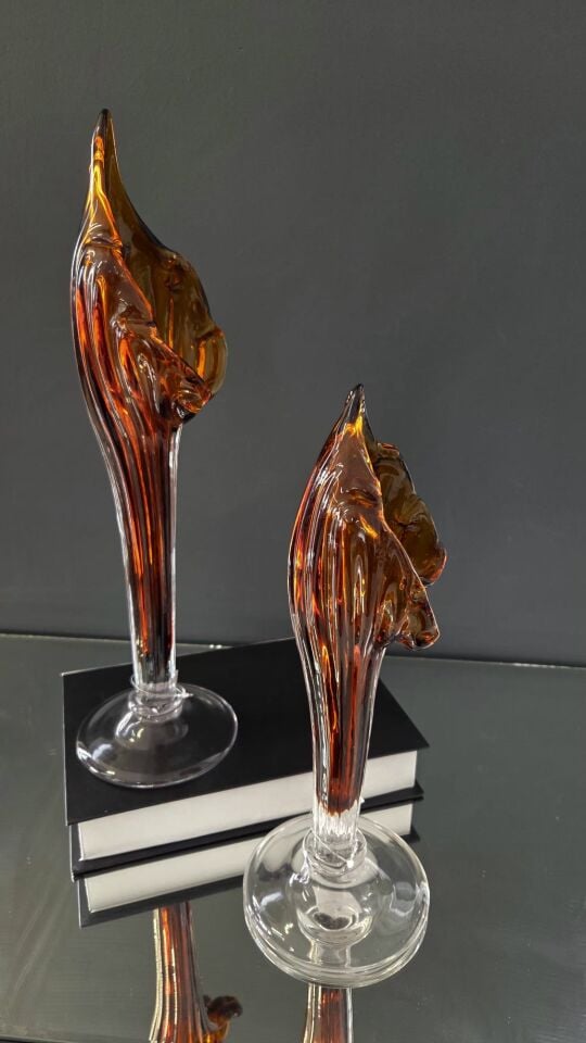 Bera 2'li Cam Zambak Şamdan Anber