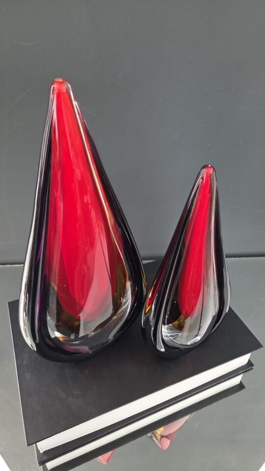 Bera İthal Cam 2'li Kahve Kırmızı Damla