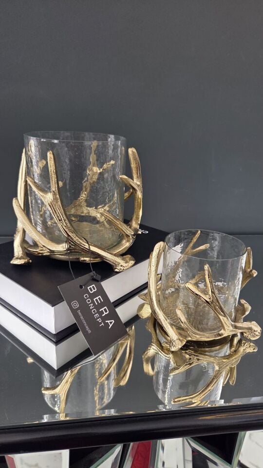 Bera 2'li İthal Döküm Boynuz Mumluk GOLD