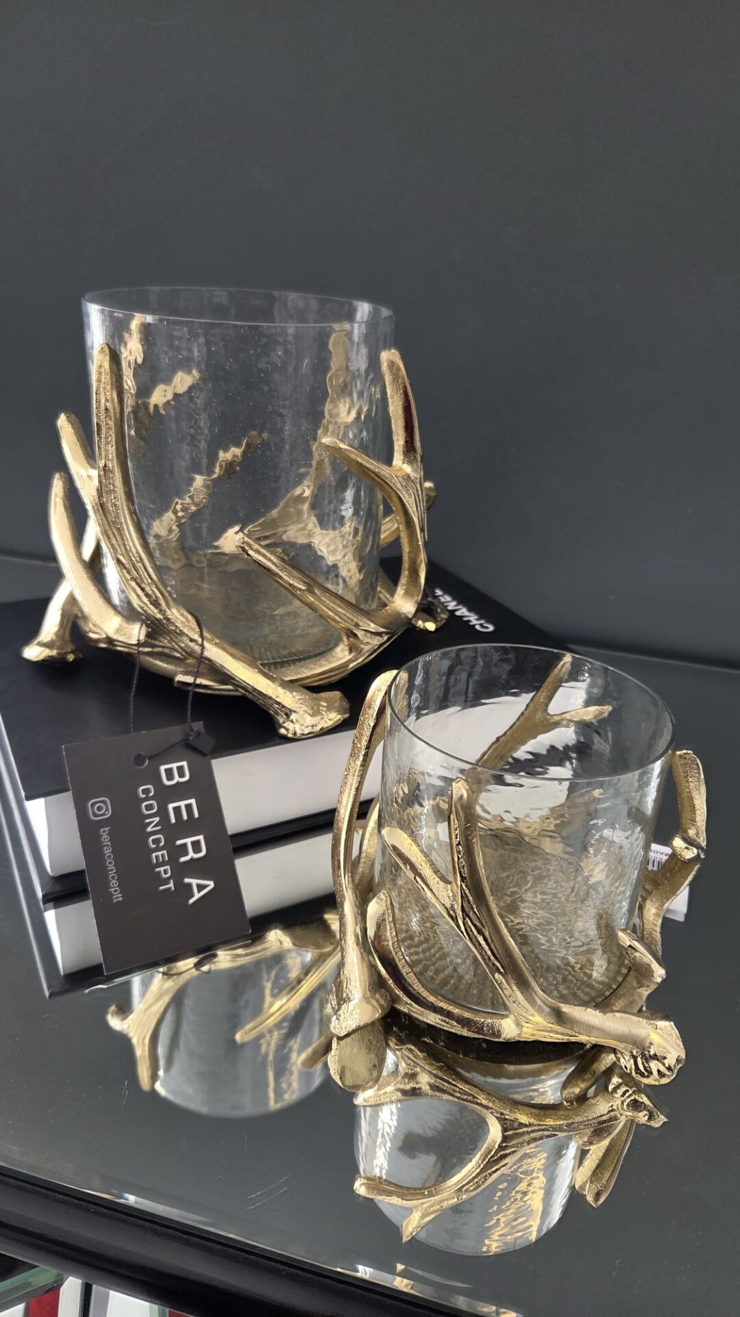 Bera 2'li İthal Döküm Boynuz Mumluk GOLD