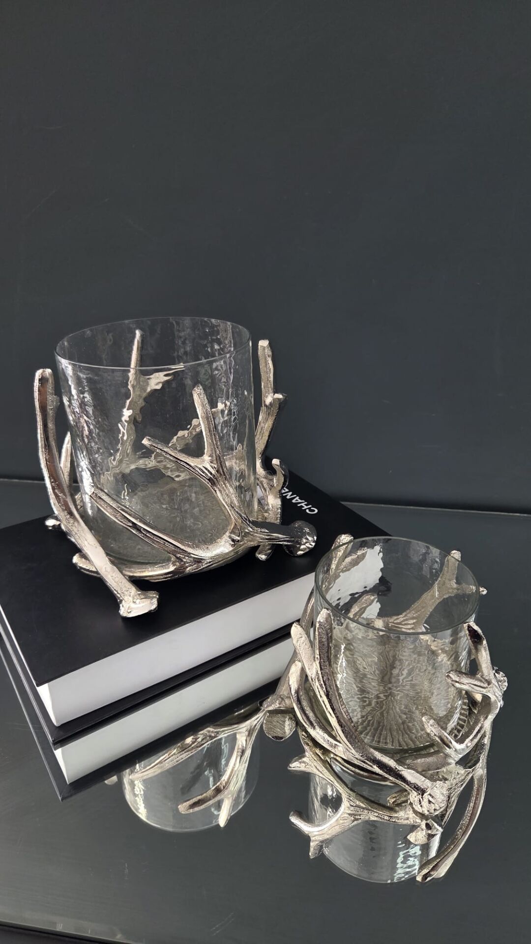 Bera 2'li İthal Döküm Boynuz Mumluk GÜMÜŞ