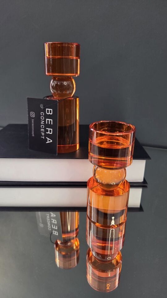 Bera 2'li İthal Kristal Mumluk TURUNCU