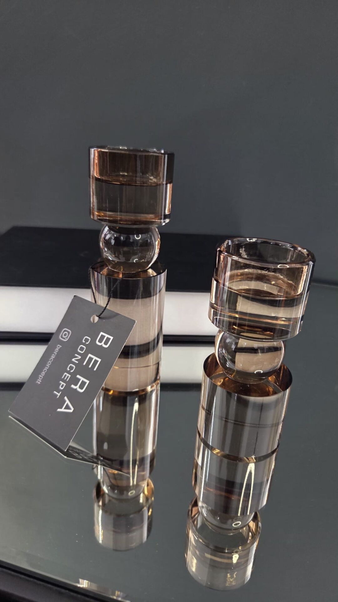 Bera 2'li İthal Kristal Mumluk KAHVE