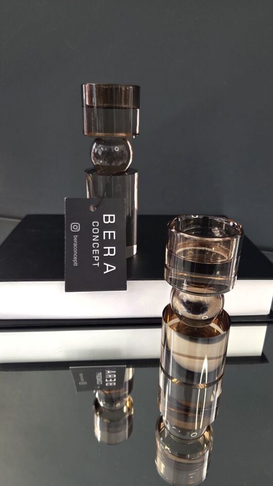 Bera 2'li İthal Kristal Mumluk KAHVE