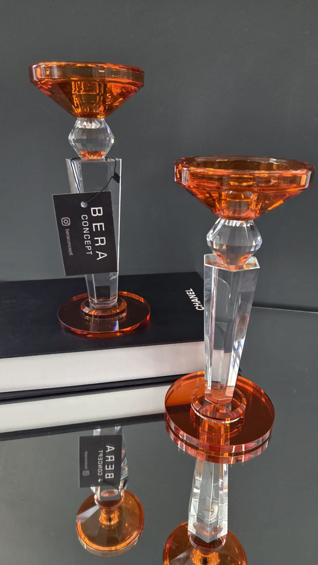 Bera 2'li İthal Kristal Şamdan TURUNCU