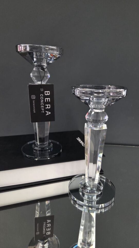 Bera 2'li İthal Kristal Şamdan FÜME