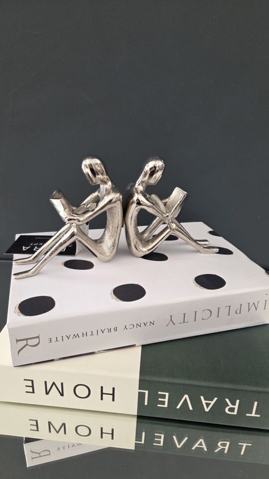 Bera İthal 2'li Döküm Kitap Tutucu GÜMÜŞ