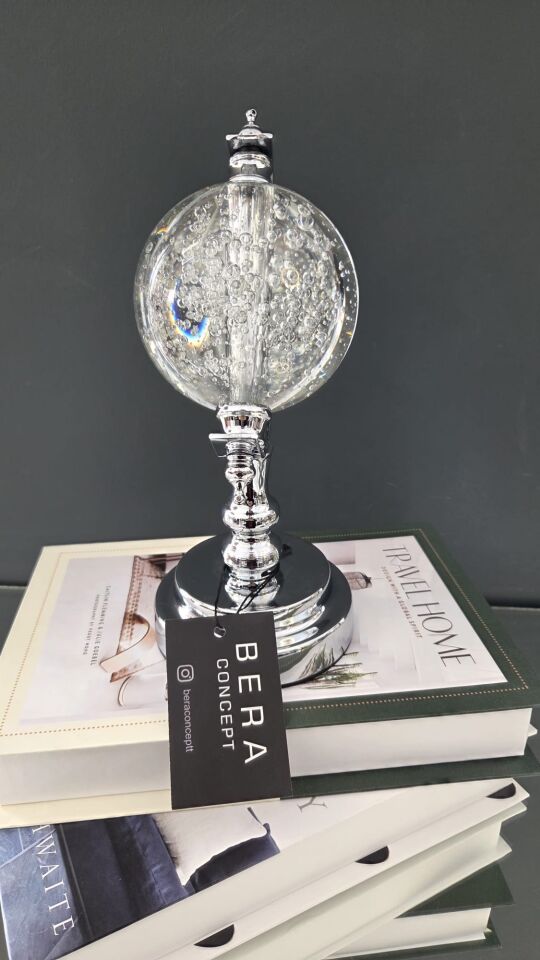 Bera Metal Kristal Dünya Küre GÜMÜŞ