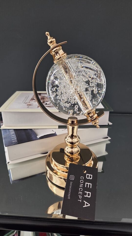 Bera Metal Kristal Dünya Küre GOLD
