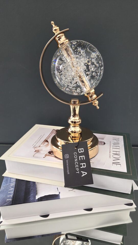 Bera Metal Kristal Dünya Küre GOLD