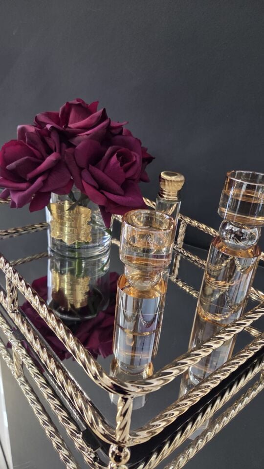 Bera Dİkdörtgen Rose Gold Tepsi Set