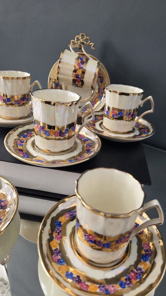 Bera 24 K Altın El Boyama Fincan Takımı