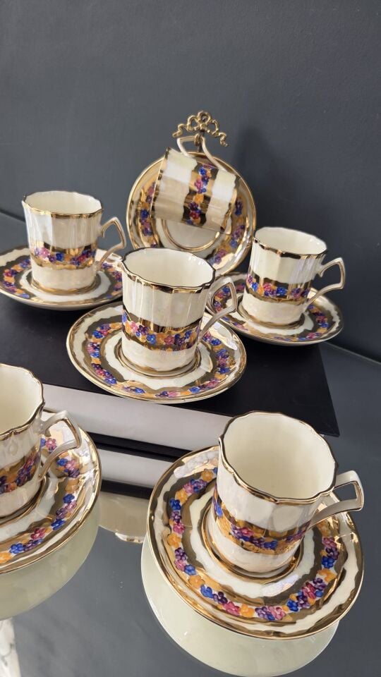 Bera 24 K Altın El Boyama Fincan Takımı