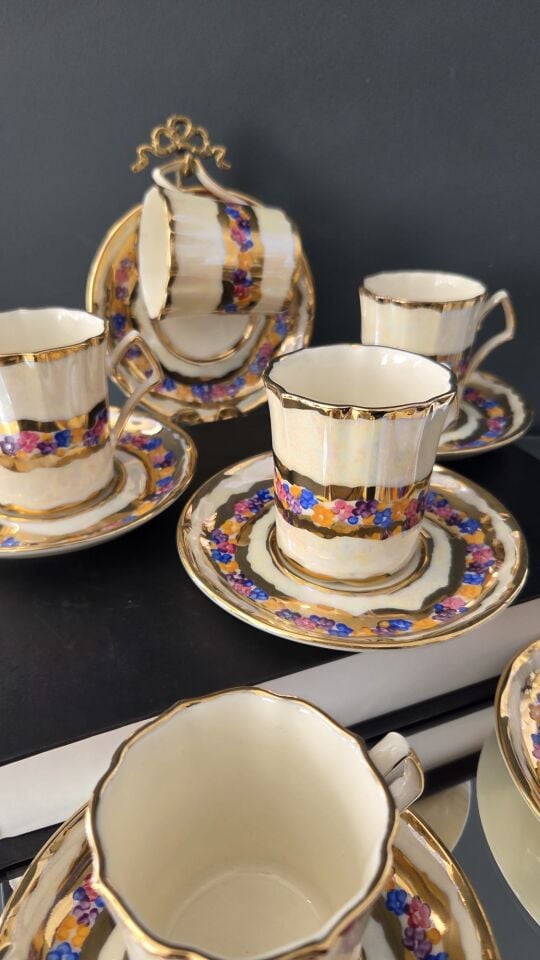 Bera 24 K Altın El Boyama Fincan Takımı