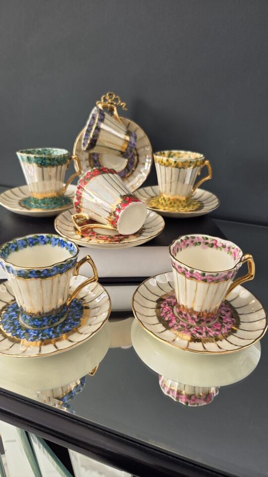 Bera 24 K Altın El Boyama Fincan Takımı