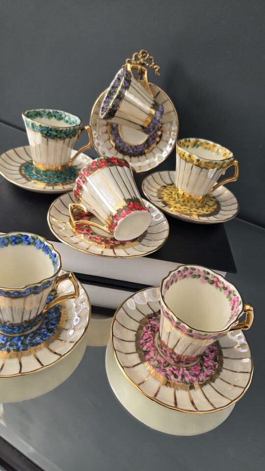 Bera 24 K Altın El Boyama Fincan Takımı