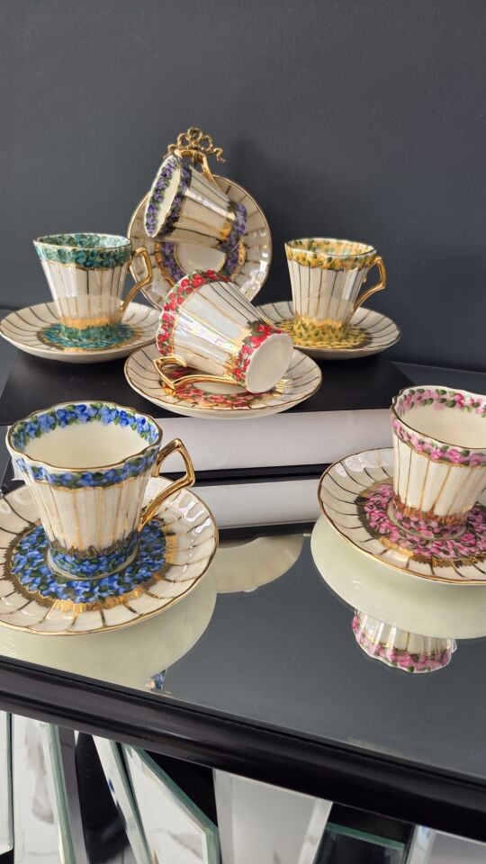 Bera 24 K Altın El Boyama Fincan Takımı