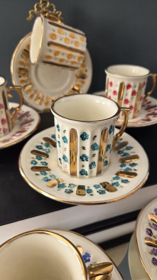 Bera 24 K Altın El Boyama Fincan Takımı