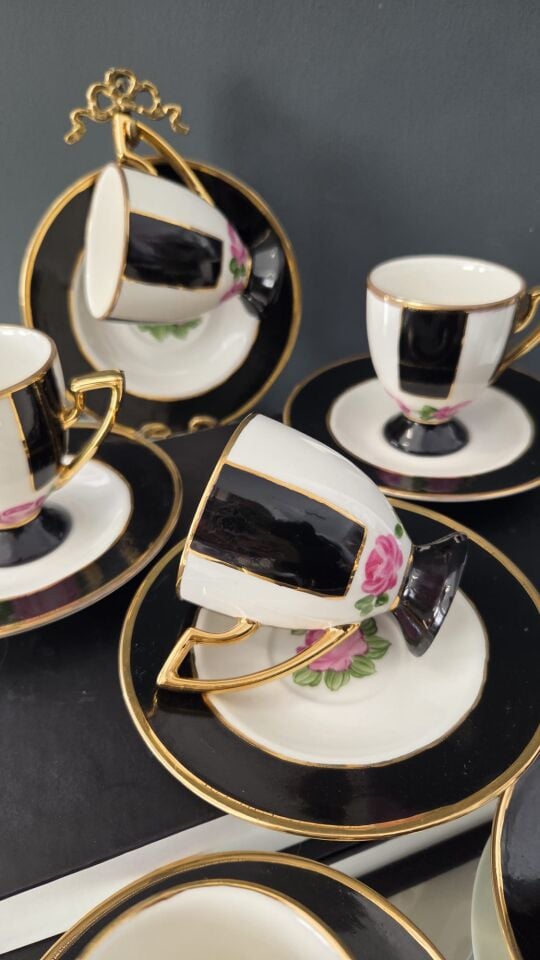 Bera 24 K Altın El Boyama Fincan Takımı